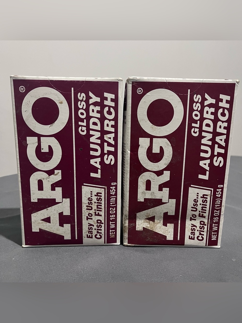 ARGO Gloss Laundry Starch Red Box NOS NWT Removes Greasy Spots 16oz 2 Count